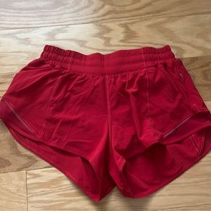 LULULEMON DARK RED HOTTY HOT SHORTS